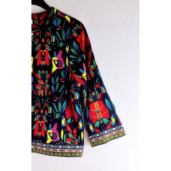 Southwestern Tribal Blazer Jacket XL Buenos Ninos 3/4 Sleeves Pockets Colorful - Picture 10 of 10